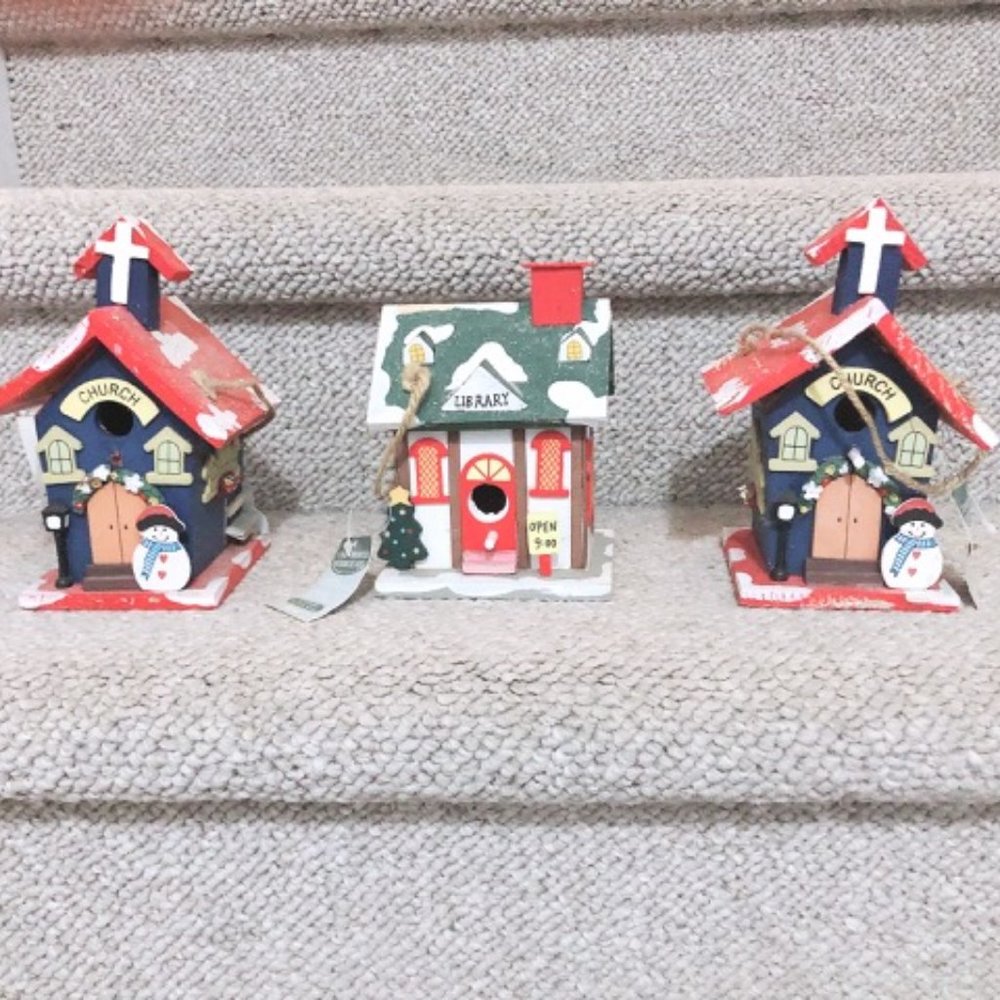 🎄 NEW Christmas Decorations/  Bird House Decorations with tags x3